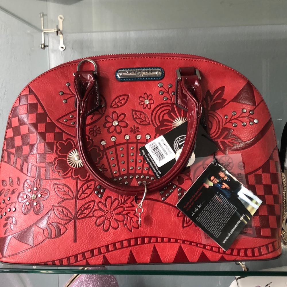 Nicole Lee hand bag red new with tags